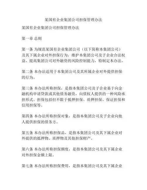 某国有企业集团公司担保管理办法