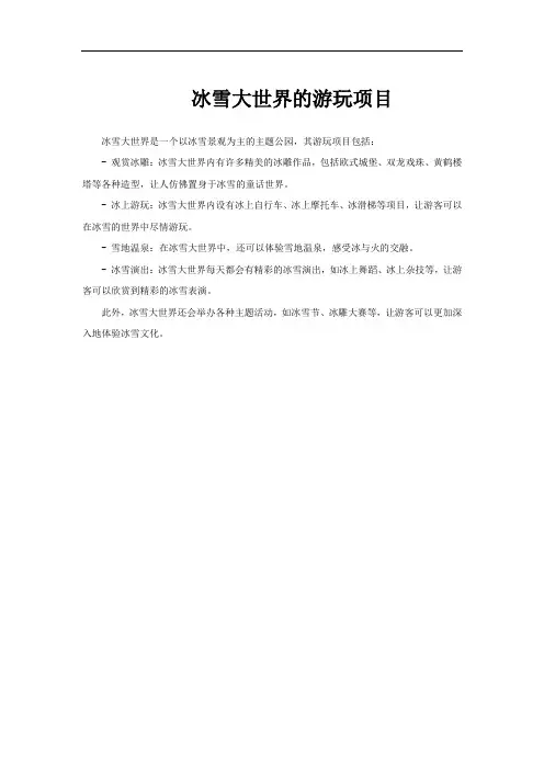 冰雪大世界的游玩项目