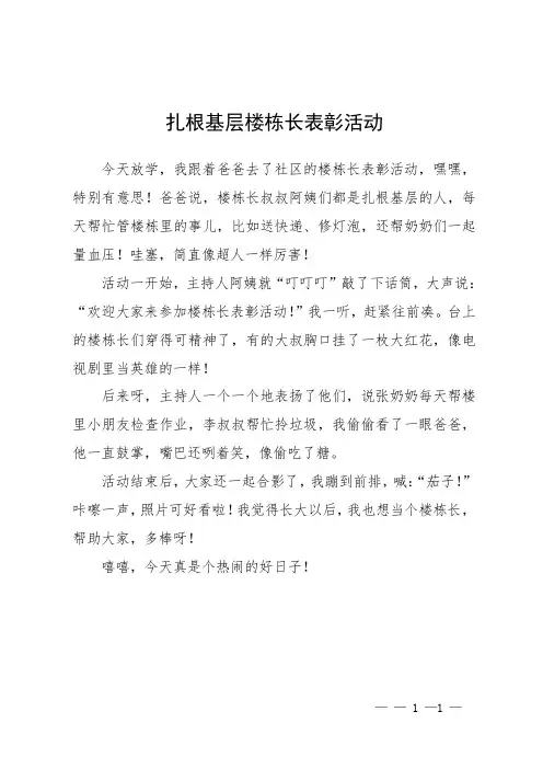 扎根基层 楼栋长表彰活动