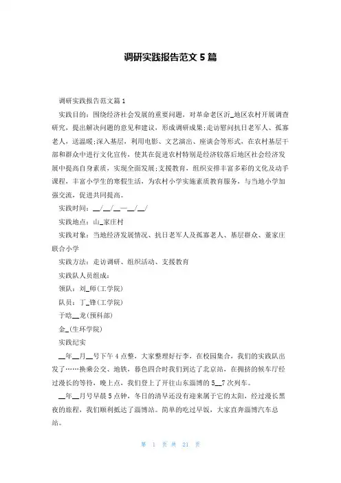 调研实践报告范文5篇