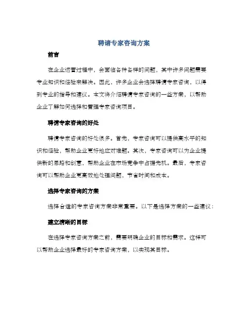 聘请专家咨询方案