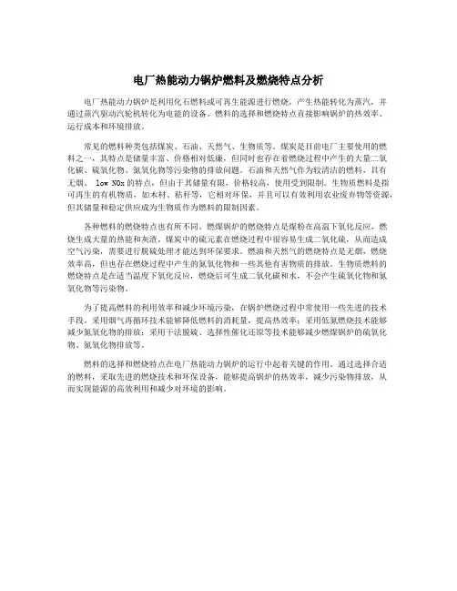 电厂热能动力锅炉燃料及燃烧特点分析