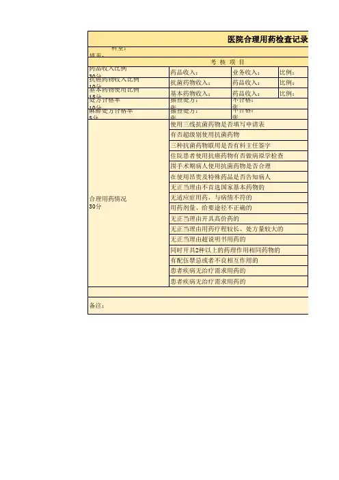 合理用药检查记录单excel模板