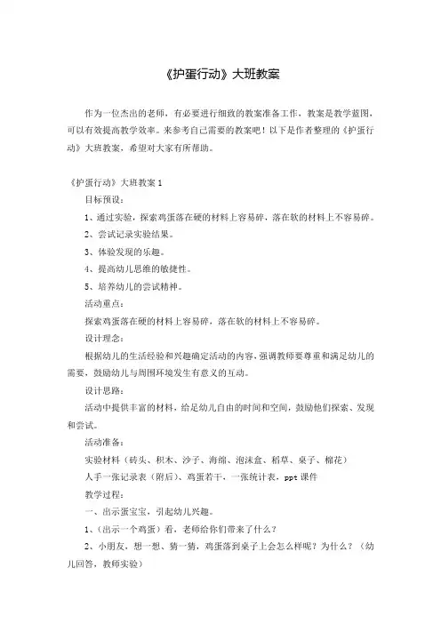 《护蛋行动》大班教案