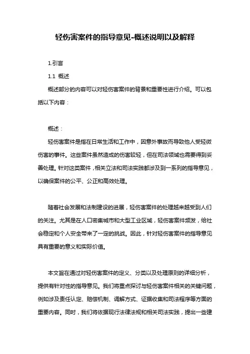 轻伤害案件的指导意见-概述说明以及解释