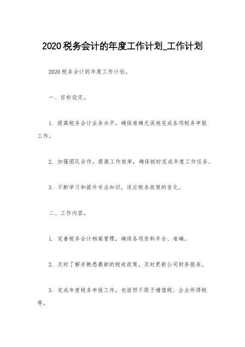 2020税务会计的年度工作计划_工作计划