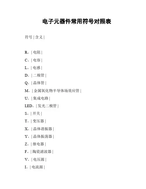 电子元器件常用符号对照表