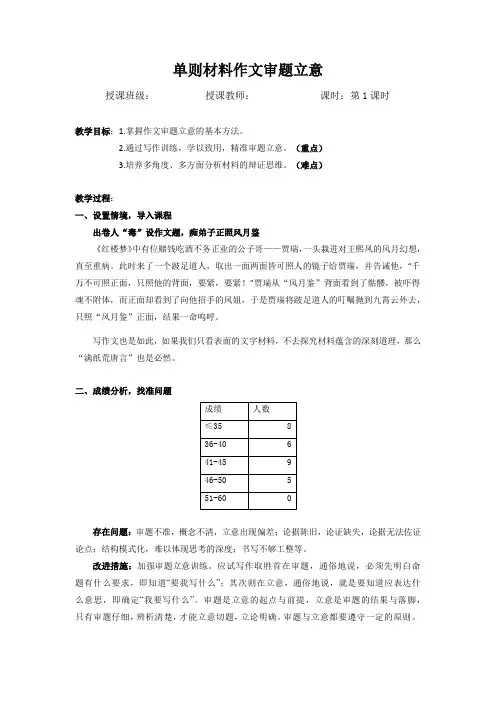 写作指导：单则材料作文审题立意-2高考语文复习