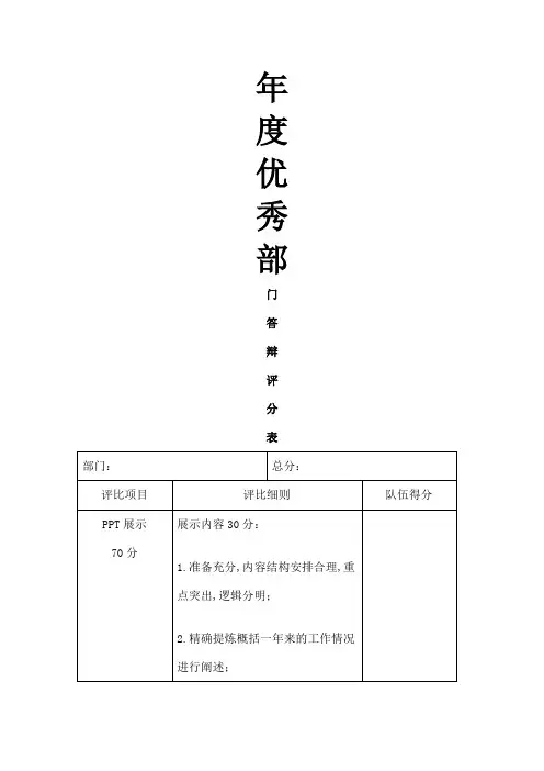 学生会答辩评分表