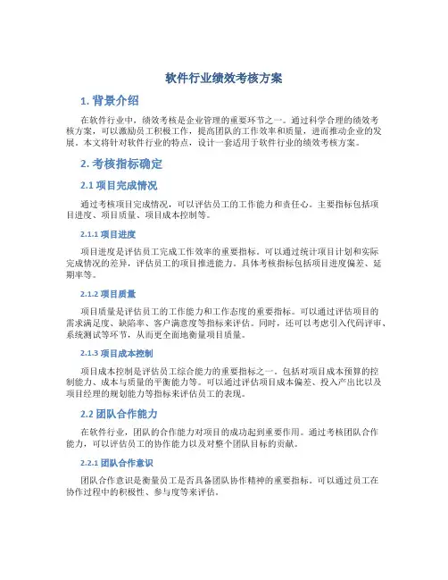 软件行业绩效考核方案