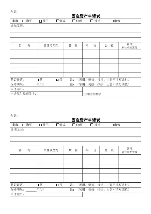 固定资产申请表