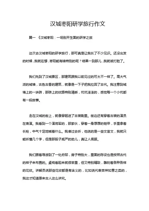 汉城枣阳研学旅行作文