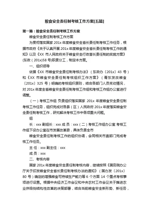 粮食安全责任制考核工作方案[五篇]