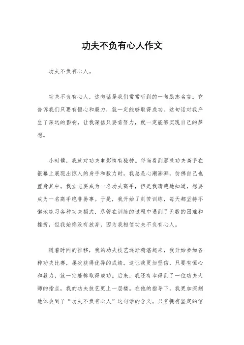 功夫不负有心人作文