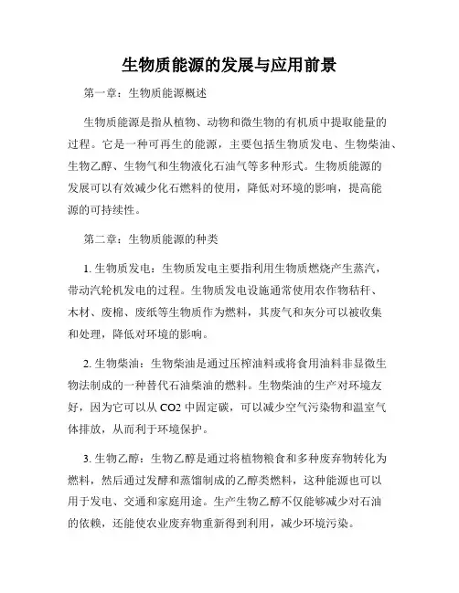 生物质能源的发展与应用前景