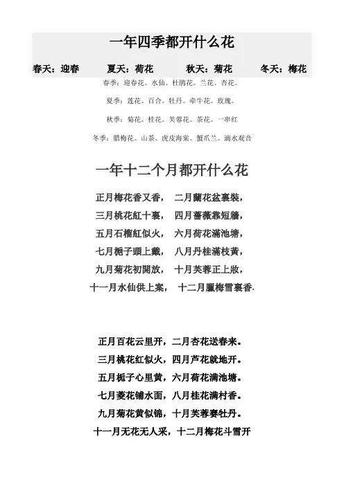 一年四季都开什么花