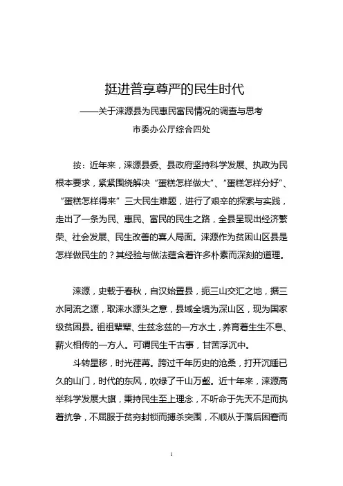 关于涞源县为民惠民富民情况的调查与思考