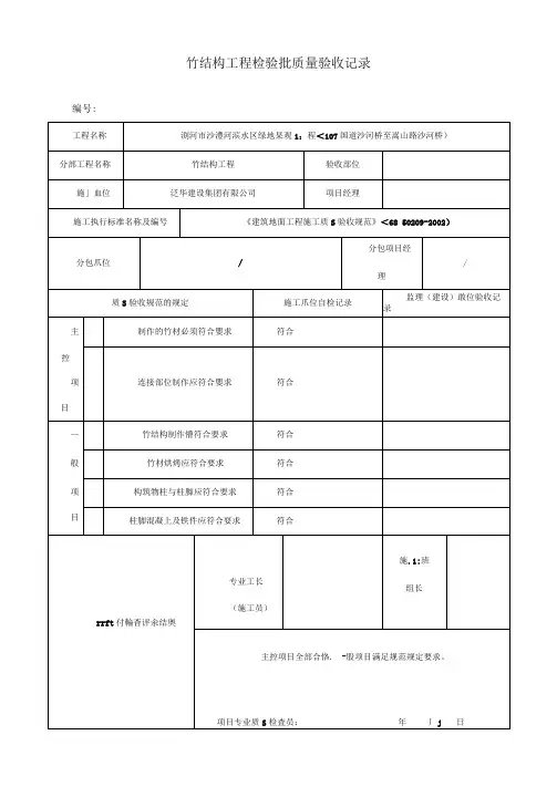园林绿化工程检验批质量验收记录表