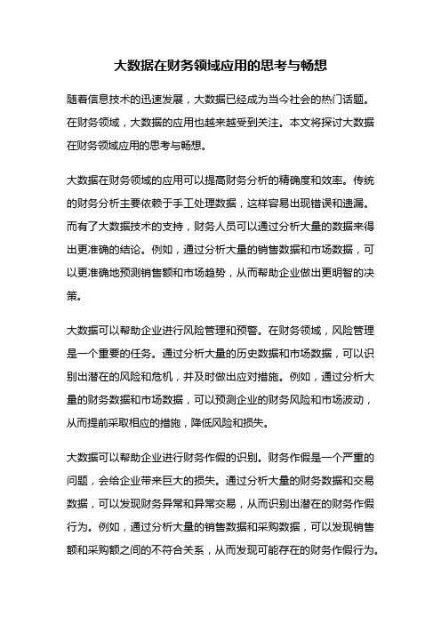 大数据在财务领域应用的思考与畅想
