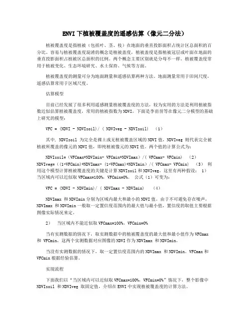 ENVI下植被覆盖度的遥感估算(像元二分法)