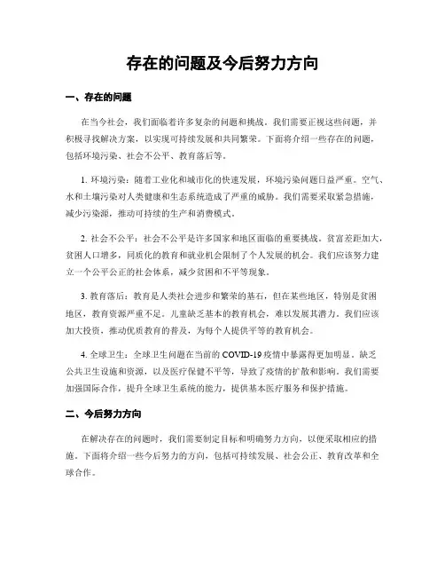 存在的问题及今后努力方向