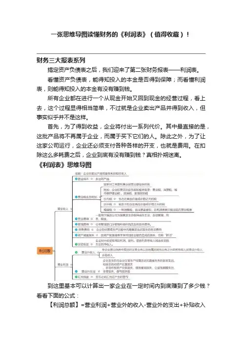 一张思维导图读懂财务的《利润表》（值得收藏）！
