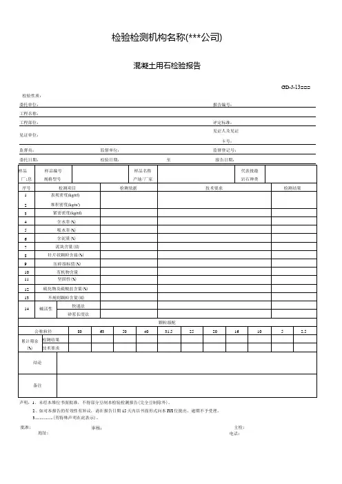 混凝土用石检验报告