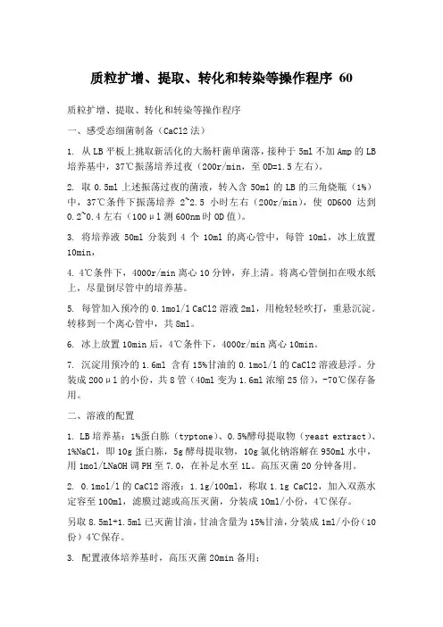 质粒扩增、提取、转化和转染