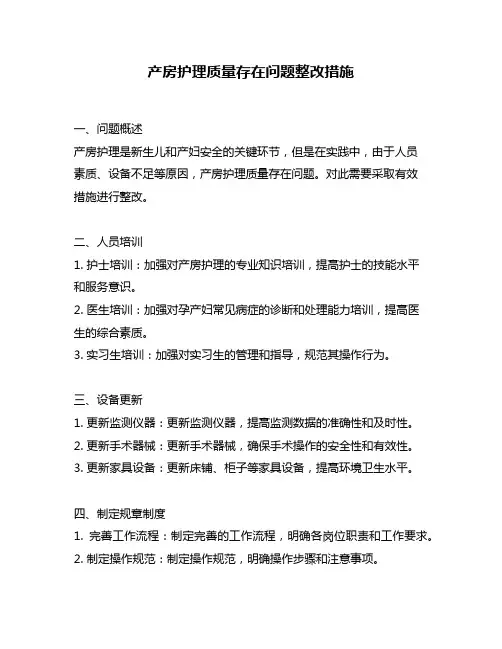 产房护理质量存在问题整改措施