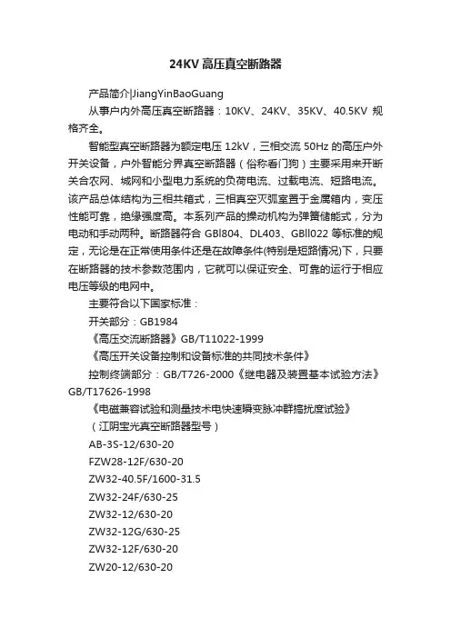 24KV高压真空断路器