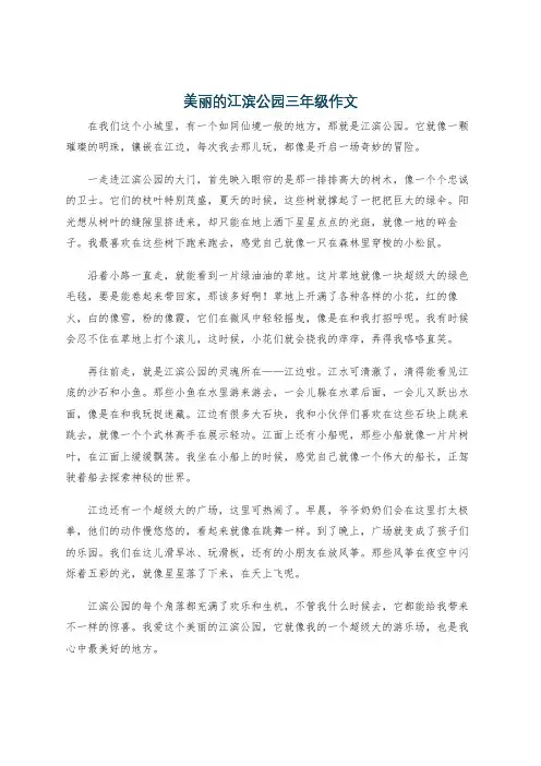 美丽的江滨公园三年级作文