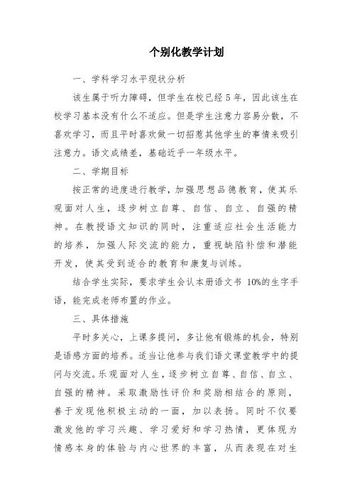 个别化教学计划