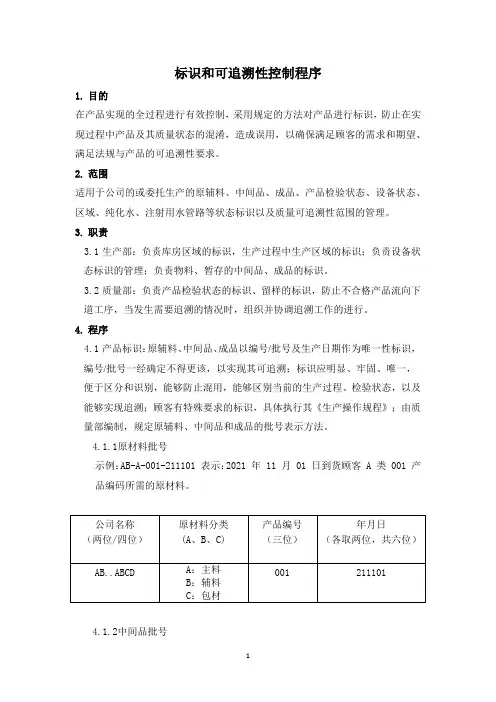 标识和可追溯性控制程序