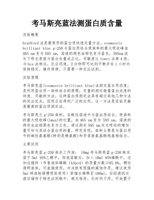 考马斯亮蓝法测蛋白质含量
