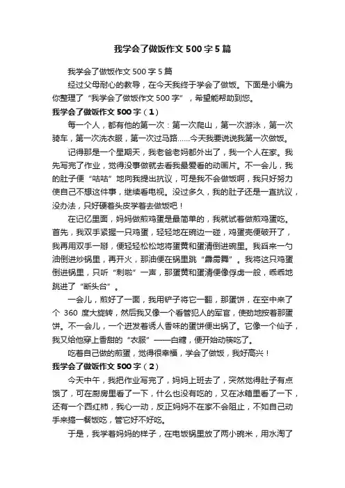 我学会了做饭作文500字5篇