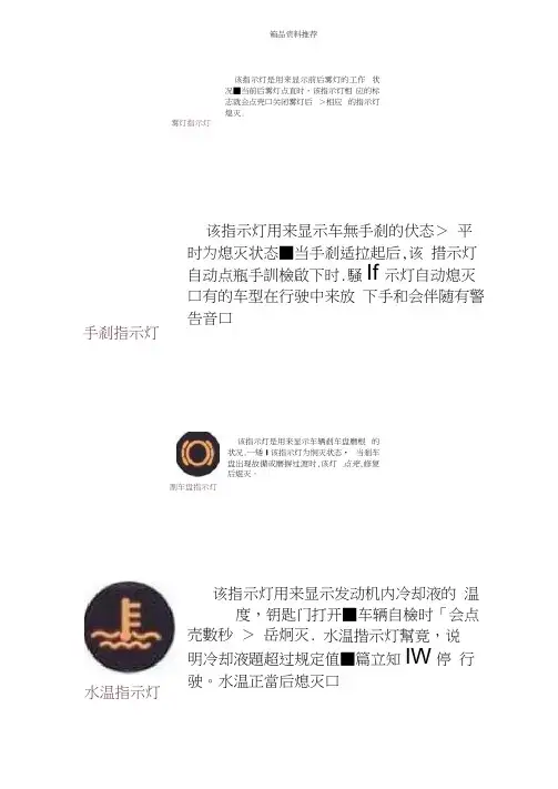 汽车仪表盘常见符