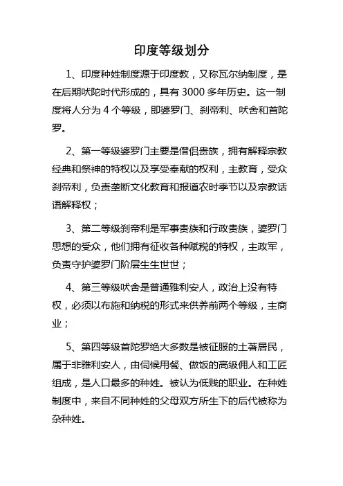 印度等级划分