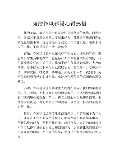 廉洁作风建设心得感悟