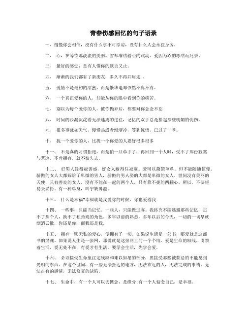 青春伤感回忆的句子语录