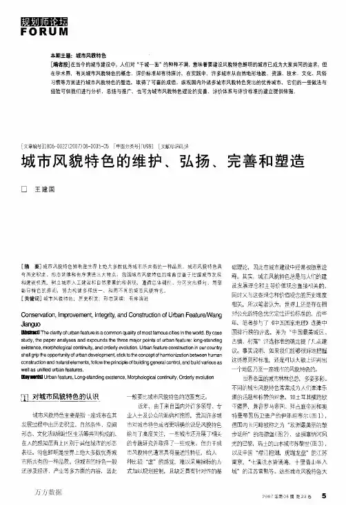 城市风貌特色的维护、弘扬、完善和塑造-王建国