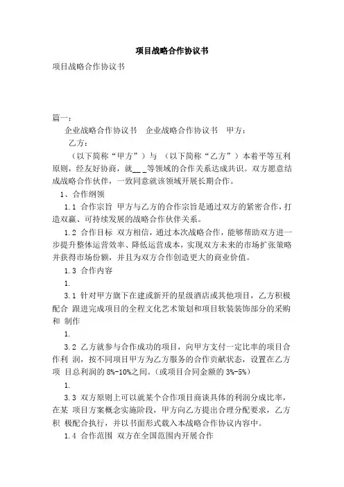 项目战略合作协议书