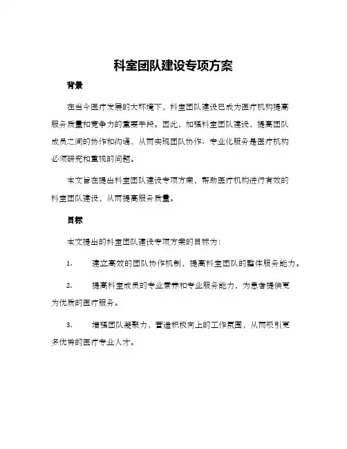 科室团队建设专项方案