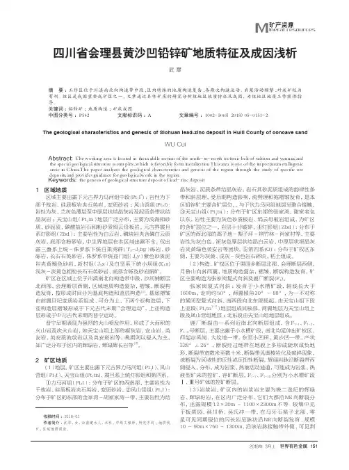 四川省会理县黄沙凹铅锌矿地质特征及成因浅析