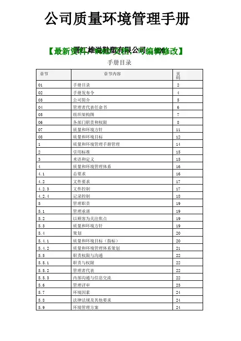 公司质量环境管理手册