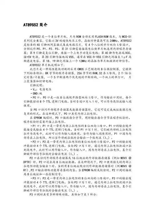单片机AT89S52介绍