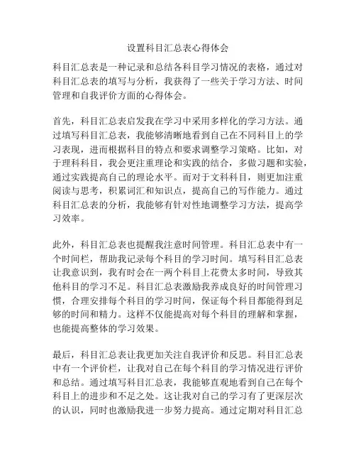 设置科目汇总表心得体会