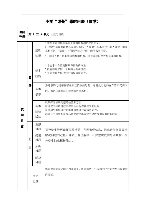 数学五年级下册第二单元《因数与倍数》教案