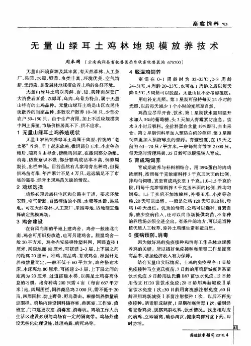无量山绿耳土鸡林地规模放养技术