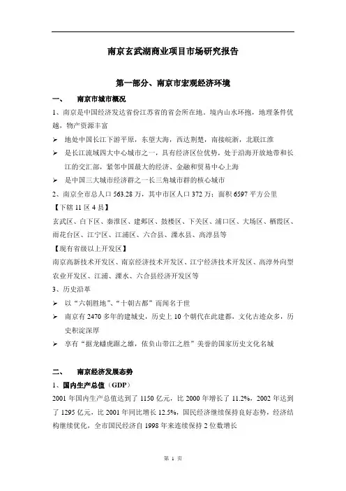 南京玄武湖商业项目市场研究报告