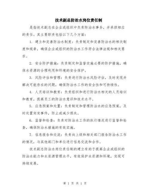 技术副总防治水岗位责任制